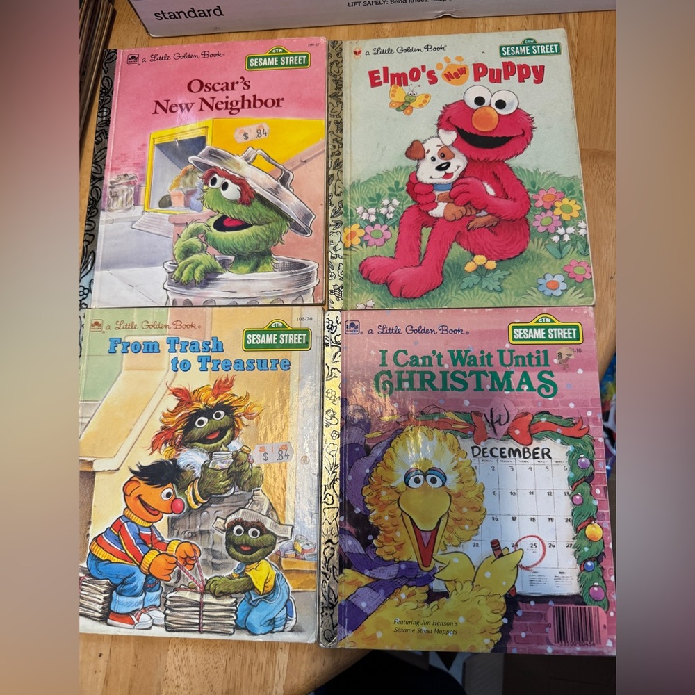 Little Golden Books Sesame Street Elmo Oscar Four Books Vintage